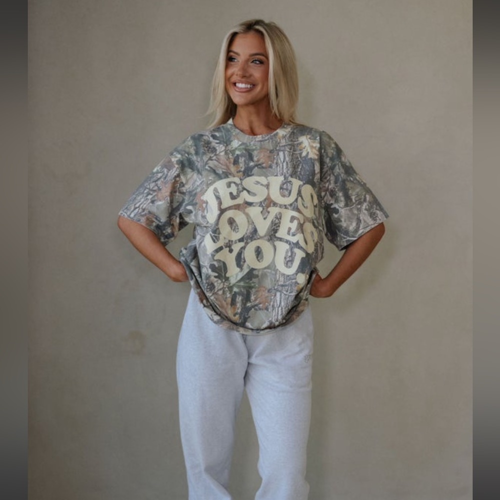 Camo 'Jesus Loves You' T-Shirt